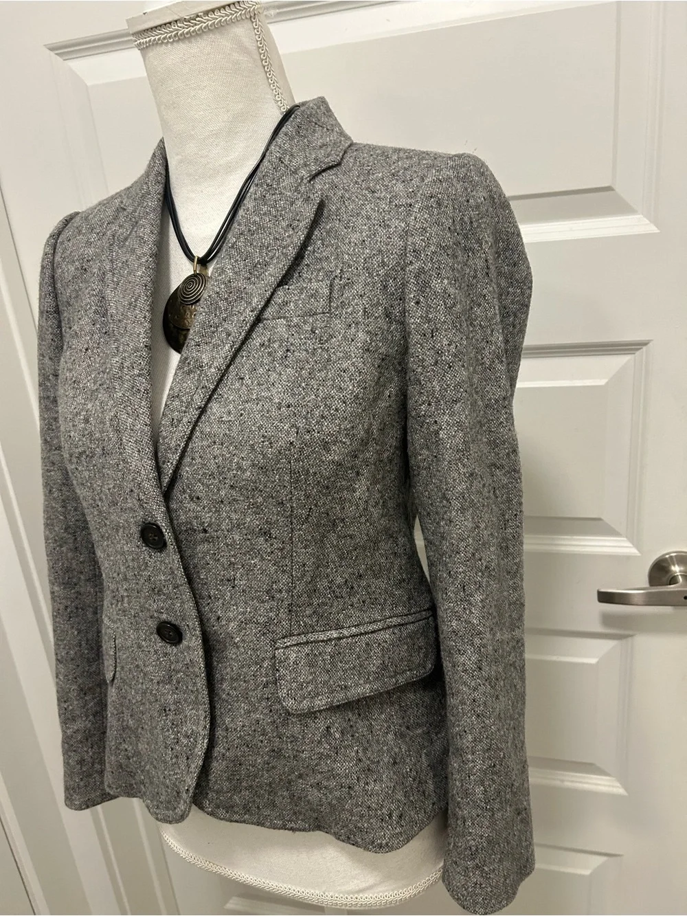 J. Crew Heather Gray Tweed Two-Button Schoolboy Blazer S (2-4)